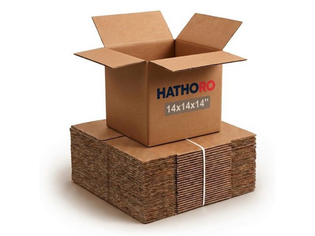 14'L x 14'W x 14'H Small Shipping Boxes, 25-Pack Square Kraft Corrugated Cardboard Boxes for Packing, Moving and Storage, Multi-Purpose