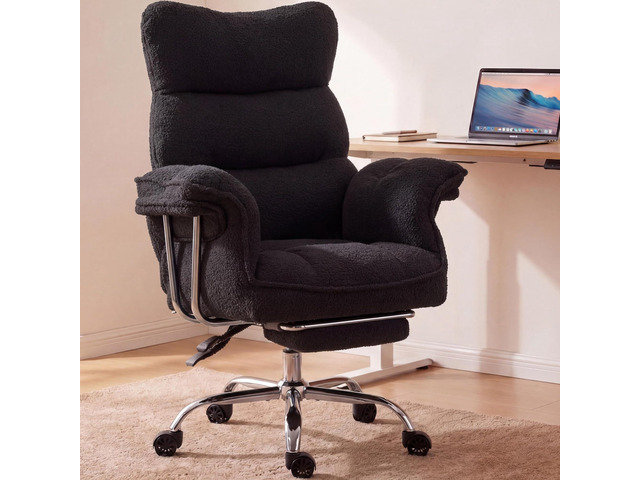 Big and Tall Office Chair, Ergonomic Desk Chair with Thick Cushion, Wide Seat & Armrests Computer Gaming Chair,High Back Reclining Teddy Fleece...