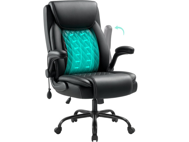 Office Chair with Lumbar Support,Comfy Desk Chair with Flip Arm Ergonomic High Back Computer Chair with Pocker Spring Cushion, Executive Office...