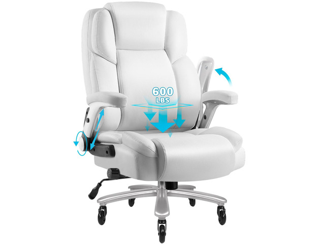 600lbs Big and Tall Office Chair with Flip up Armrest, Large Heavy Duty with Ergonomic Lumbar Support, Executive Office Chair for Heavy People with...