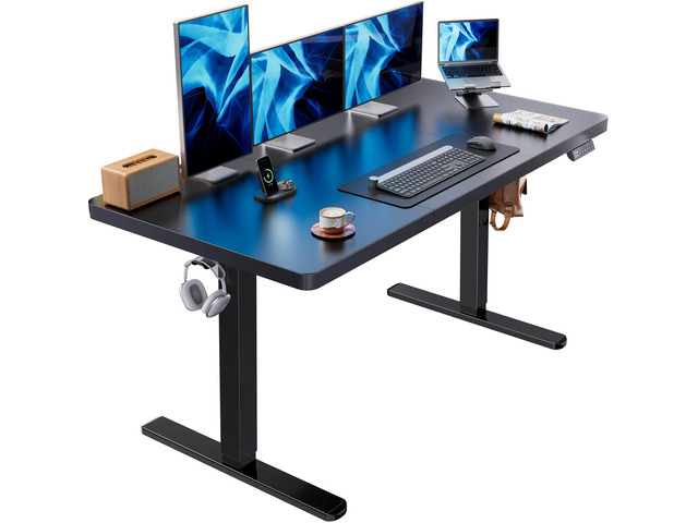 60 x 30 Inch Large Electric Standing Desk, Brushless Motor, Black 30 Inch Deep Desktop, 220 lb Capacity, 4 Memory Presets, Cable Tray, Dual...