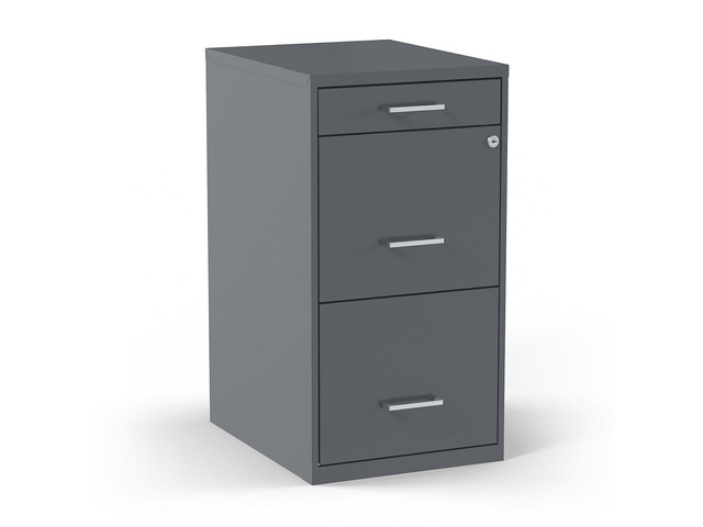 3-Drawer Vertical File Cabinet, Letter/Legal, Locking, Charcoal Compatible storage for letter and legal documents in offices