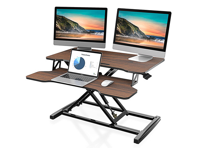 Height Adjustable Standing Desk 32 Wide Sit to Stand Converter Standing Desk Converter,Stand Up Desk Riser,for Dual Monitor Riser,Tabletop...