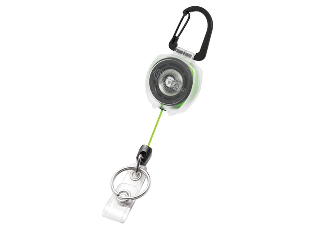 Clear Sidekick Retractable Carabiner Keychain with Color Cord & Badge Strap Holds Up to 5 Keys (Green)