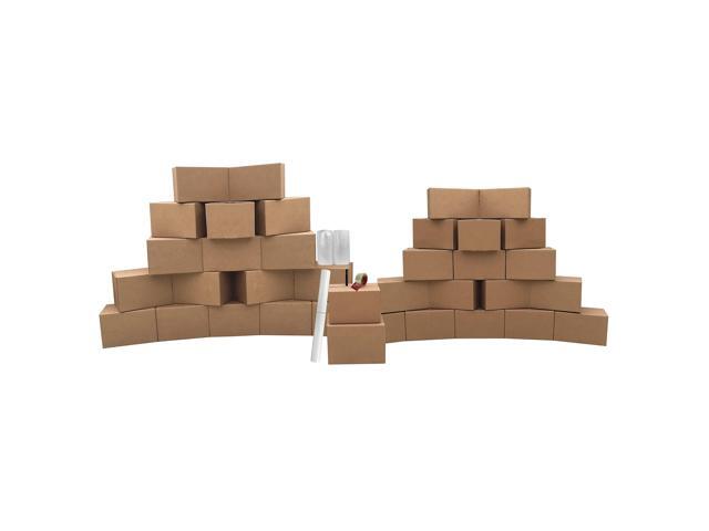 Basic Moving Boxes Kit #2, 2-3 Bedroom Kit Small & Medium Boxes, Bubble Roll, Packing Paper, Tape & Dispenser, 1 Marker