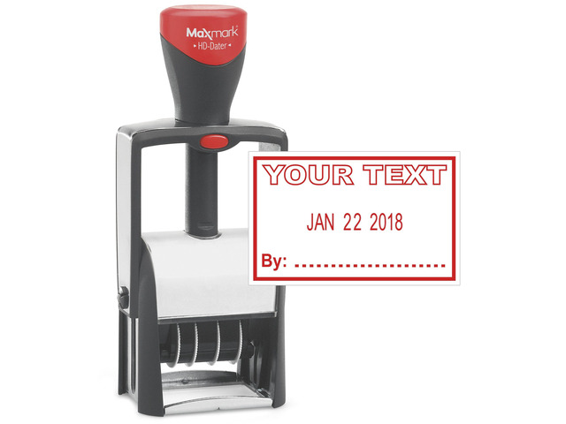 Heavy Duty Date Stamp with Your Custom Text, Self Inking Stamp - 1' x 1-5/8 - Choice of Ink Color