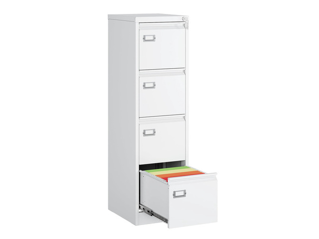 4 Drawer File Cabinet, White Vertical Filing Cabinets with Lock, Home Office File Folders Storage Cabinet for Letter Legal A4 File Size