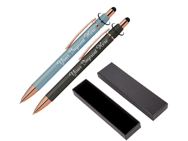 Personalized Fidget Pen for Adults - 2 Pack Stress Relief Custom Pens with Gift Box - ADHD Anxiety - Metal with Rubber Grip - Focus for Office,...