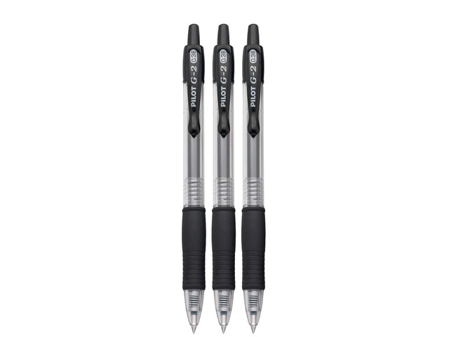 G2 Retractable Premium Gel Ink Roller Ball Pens Ultra Fine Point (.38mm) Black Ink 3 pack; Refillable & Premium Comfort Grip