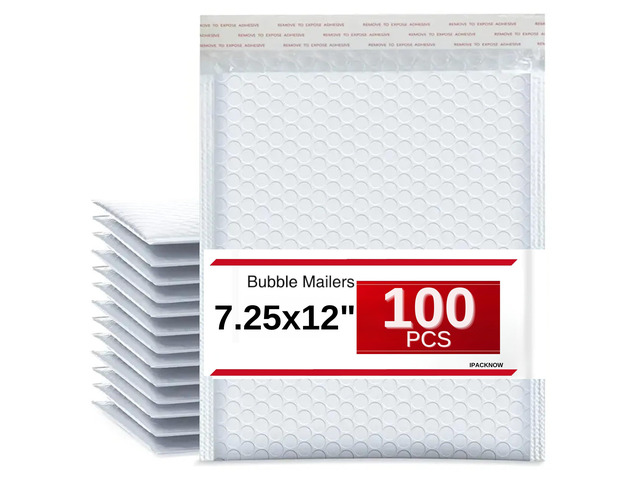 100 PC 7.25x12 Inches Poly Bubble Mailers Shipping Padded Envelopes Self Seal Waterproof Cushion Envelopes Waterproof Grey Usable 7.25x11' #1