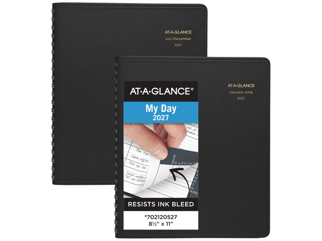 2027 Appointment Book Planner, Daily Group Planner, 8.5' x 11', Eight Person, Two-Volume Set Jan-Jun & Jul-Dec, Black (7021205-27)