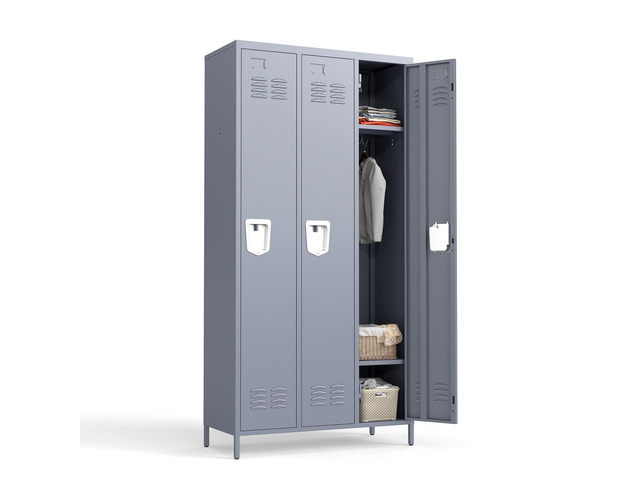 3 Doors Metal Lockers for Employees 71' H Storage Cabinet Lockable Locker with Shelves Steel Storage Locker for Gym School Office Home Requires...