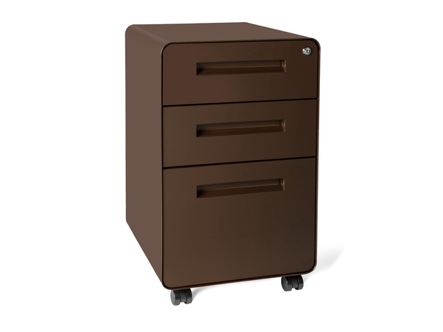 Stockpile 3 Drawer File Cabinet with Lock - Under Office Desk Metal Filing Cabinet, Legal/Letter File Folders, Wheels and Stationary Feet,...