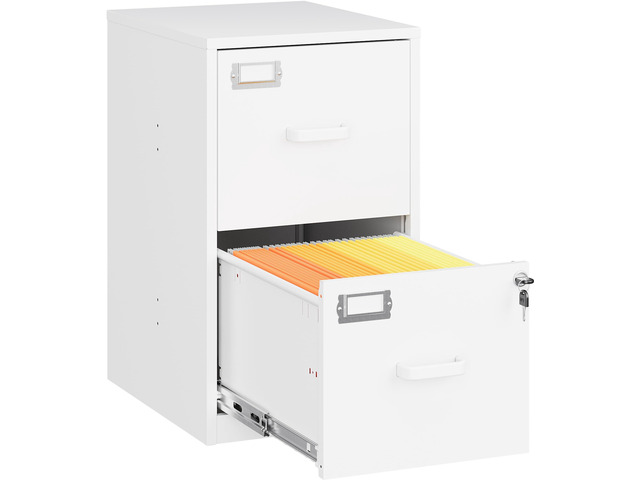 2 Drawer File Cabinet with Lock,Narrow Vertical Filing Cabinet,Under Desk File Cabinets,White Metal File Cabinets for Home Office,Fit...