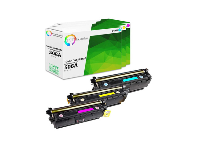 508A Compatible Toner Cartridge for HP CF361A CF362A CF363A 3PK For HP LaserJet Enterprise M552, M553, M577 Printers, Cyan, Magenta, Yellow, Page...