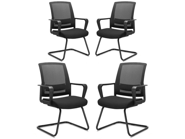 Waiting Room Chairs with Armrests and Adjustable Lumbar Support, Breathable Mesh Back Desk Chair No Wheels, Office Guest Chairs & Reception Chair...