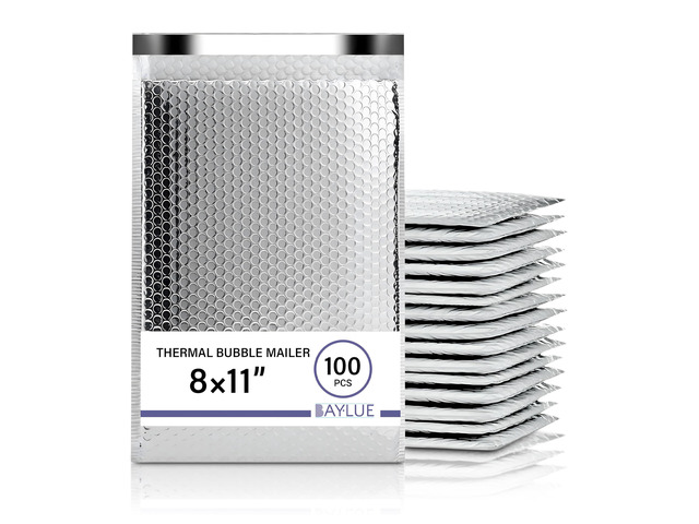 Thermal Insulated Mailers 8x11, Cold Shipping Envelopes, 100 Pack Keeps Contents Cold, Self-Seal Closure, Cushioned Protection, Tear-Resistant...