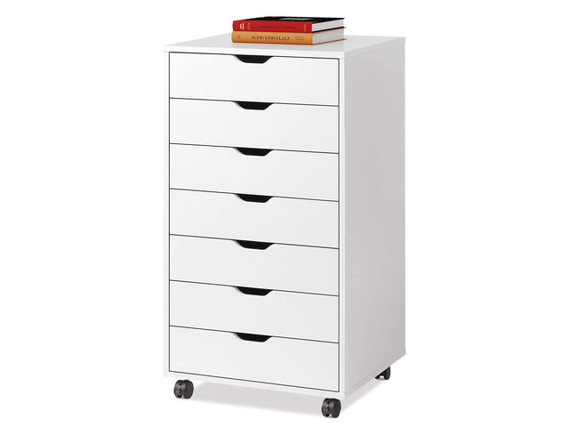 7-Drawer Office File Cabinets, Mobile Craft Storage Cabinet, White Wood Drawer Unit, Storage Cabinet, Rolling Cart, Printer Stand, Filing Cabinet...