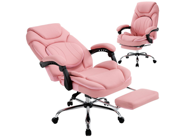 Wide Comfy Office Desk Chair for Women with Lumbar Support Pink Big Tall Computer Gaming Chair, Adjustable Lumbar Back Support, Wide Seat, Heavy...