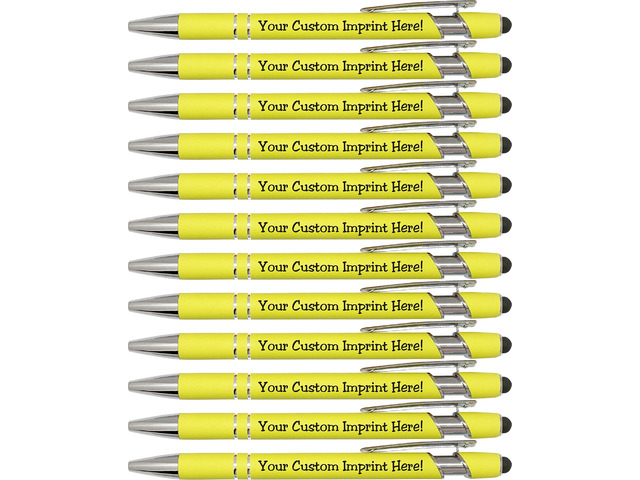 ExpressDesigns - Pastel Premium Custom Pens with Stylus Personalized Soft-Touch Metal Printed Name Pens w/Black Ink - Imprinted w/Logo or Message...