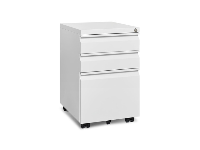 Mobile File Cabinet for Home Office, Lockable 3 Drawer Filing Cabinet with Wheels for A4-Size/Letter-Size/Legal-Size, Fully Assembled Except...