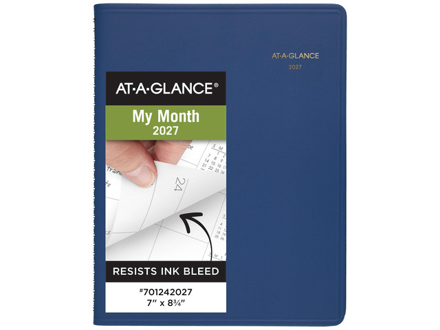 2027 Planner, Monthly, 7' x 8.75', Unruled Daily Blocks, Blue (701242027)