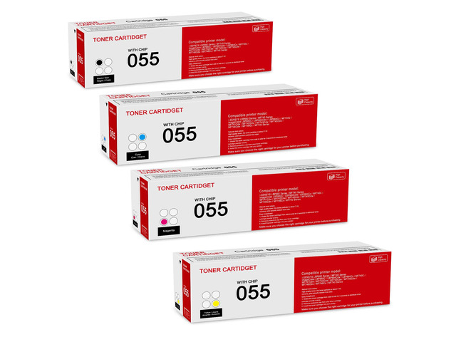 4 Pack 055 BK/C/M/Y Toner Cartridge: Compatible CRG-055 Replacement for Canon i-SENSYS LBP660 MF740 Series ImageClass LBP660C LBP664Cdw LBP664Cx...