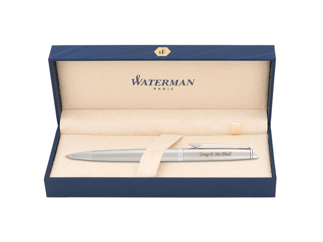 Waterman Hemisphere Personalized Ballpoint Pen, Brushed Stainless w/Silver Engraved Pen for Executives, Retirement, Board Members, Career...