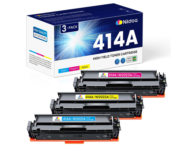 414A Toner Cartridges 3 Pack with Chip Replacement for HP 414A Cyan Yellow Magenta Color Enterprise M455dn MFP M480f; Color Pro M454dn M454dw MFP...