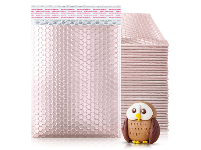 Metallic Bubble Mailers, Rose Gold 9.5 x 13.5 Inch Self Seal Padded Envelopes, Pack of 250 Bubble Packaging Envelopes for Shipping and Mailing
