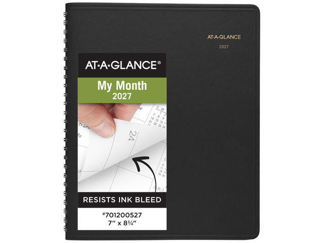 2027 Planner, Monthly, 7' x 8.75', Unruled Daily Blocks, Black (701200527)