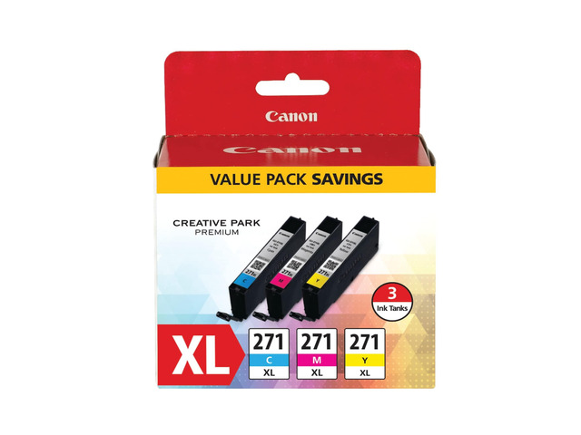 CLI-271XL High-Yield Cyan/Magenta/Yellow Ink Tanks (0337C005), Pack of 3