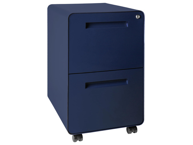 Stockpile 2 Drawer Mobile File Cabinet with Lock - Under Desk Metal Filing Cabinet, Legal/Letter File Folders, Wheels and Stationary Feet,...