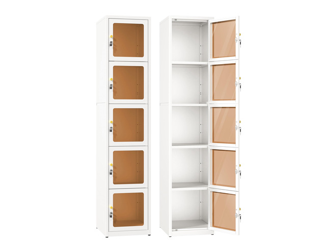 5 Glass Doors Metal Locker Organizer 5 Lock,4 Adjustable feet,72.83'H Cabinet, Lockable Locker for Employees,Home, Office, Gym, School, Garage,...
