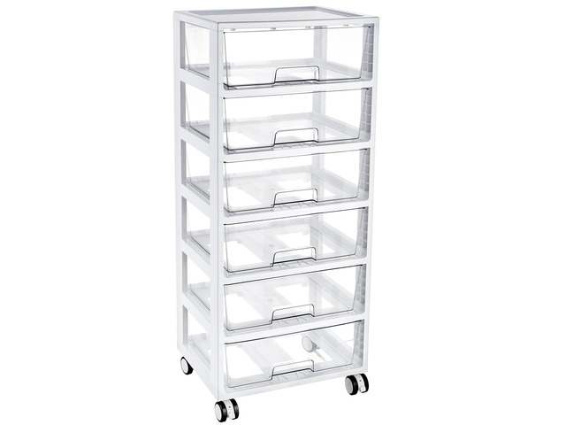 Rolling Drawer Cart, 6 Tier, Clear, Deep Drawers Clear Deep Drawers, Visible Storage, Large-Capacity Organization, Crafts, Art, Toys, Bathroom,...