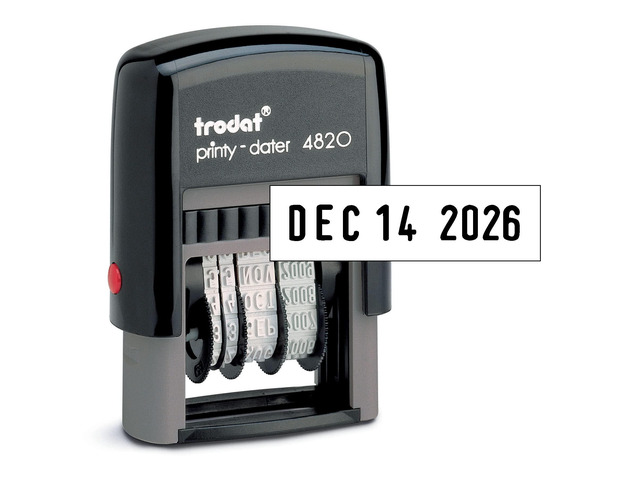 Printy 4820 Date Stamp, Self-Inking Stamp for Professional and Personal Applications, 3/8 x 1-¼, Eco-Friendly Climate Neutral Product (Black)