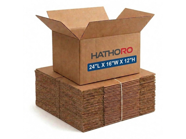 (10-Pack) Large Shipping Boxes 24'L X 16'W X 12'H Kraft Corrugated Cardboard Boxes for Packing, Moving and Storage, Multi-Purpose Use