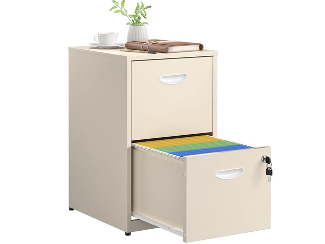 2 Drawer File Cabinets,Metal Office File Cabinet with Lock,Cream Filing Cabinets for Home Office,Vertical Modern File Cabinet Office Two Drawers...
