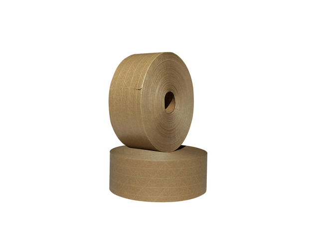 3'' x 450 Feet Reinforced Water Activated Gummed Kraft Paper Tape, for Heavy Duty Secure Packing Shipping, Tamper Evident Gummed Tape, Brown - 2 Rolls