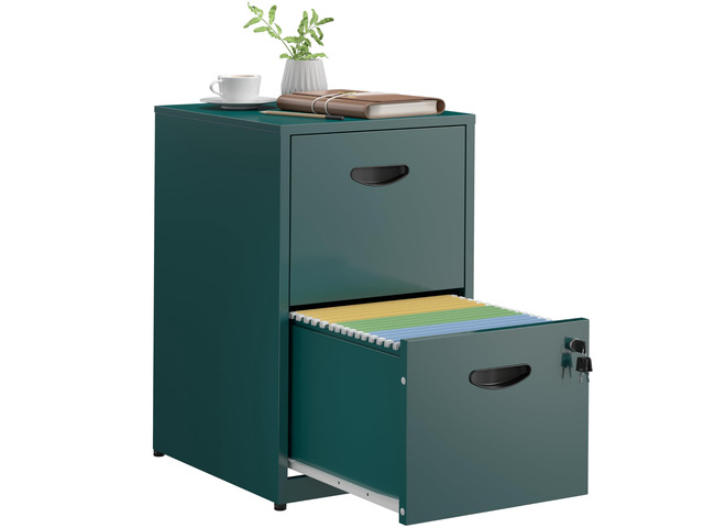 2 Drawer File Cabinet,Metal Office File Cabinet with Lock,Green Filing Cabinets for Home Office,Vertical Modern File Cabinet Office Two Drawers...