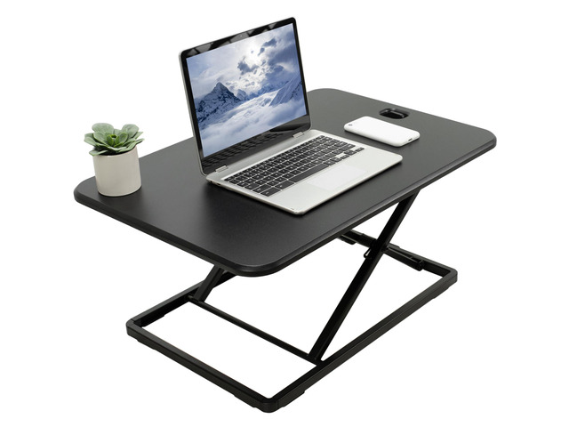 Black 26 in Single Top Standing Desk Converter, DESK-V001J Ultra-Slim, Height Adjustable Desk Riser, Compact Sit Stand Desktop for Monitor or...