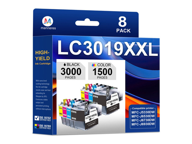 LC3019XXL Ink Cartridge Set Replacement for Brother LC3019-XXL LC3019 Work with MFC-J5330DW MFC-J6530DW MFC-J6730DW MFC-J6930DW 8-Pack...