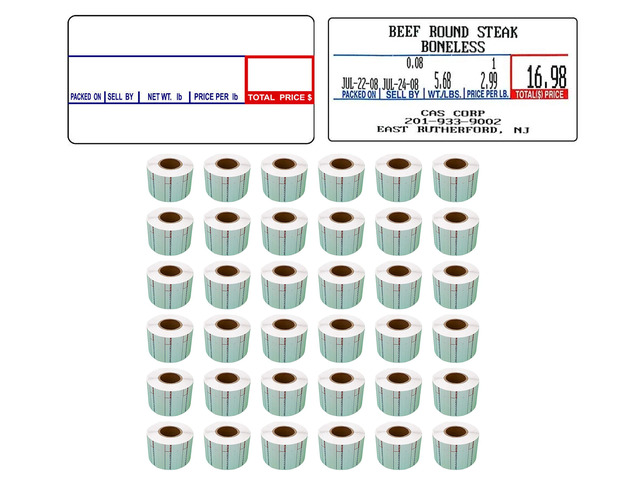 Labels LST-8000 Thermal 36 Rolls - 36,000 Labels 58 x 30mm Printer Printing Scale Compatible with CAS LP-1000 CL-5000 CL-5500 CL-7200, Easy Weigh...