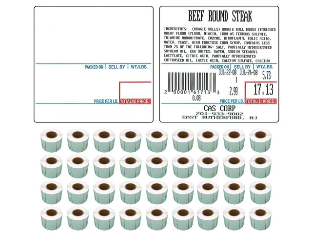 Labels LST-8020 Thermal 36 Rolls - 18,000 Labels 58 x 60mm Printer Printing Scale Compatible with CAS LP-1000 CL-5000 CL-5500 CL-7200, Easy Weigh...