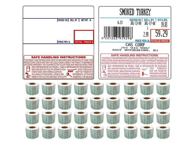 Labels LST-8040 Thermal 36 Rolls - 18,000 Labels 58 x 60mm Printer Printing Scale Compatible with CAS LP-1000 CL-5000 CL-5500 CL-7200, Easy Weigh...