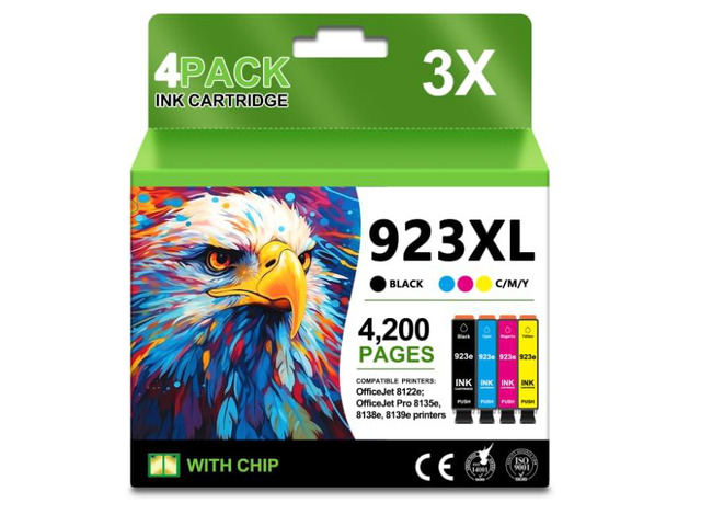 923XL 923e 923 Ink Cartridges (4 Pack with Chip) High Yield for OfficeJet Pro 8130e 8135e 8139e 8138e 8122e 8120 8124e 8125e 8130 8132e 8134e...