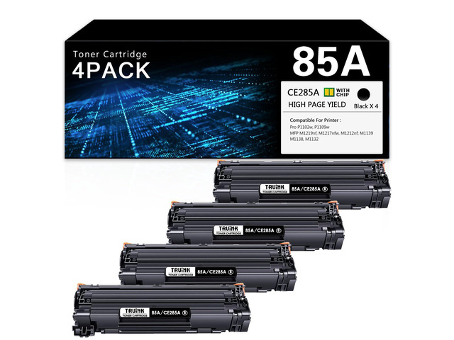 85A Toner Cartridge 4-Pack Replacement for HP 85A CE285A Toner Compatible with HP Pro P1109w P1102w M1219nf M1217nfw M1212nf M1139 M1138 M1132...