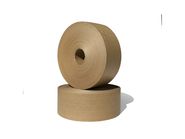 3'' x 650 Feet Reinforced Water Activated Gummed Kraft Paper Tape, for Standard-Duty 30 lbs Break Strength, Secure Packing Shipping, Tamper Evident...