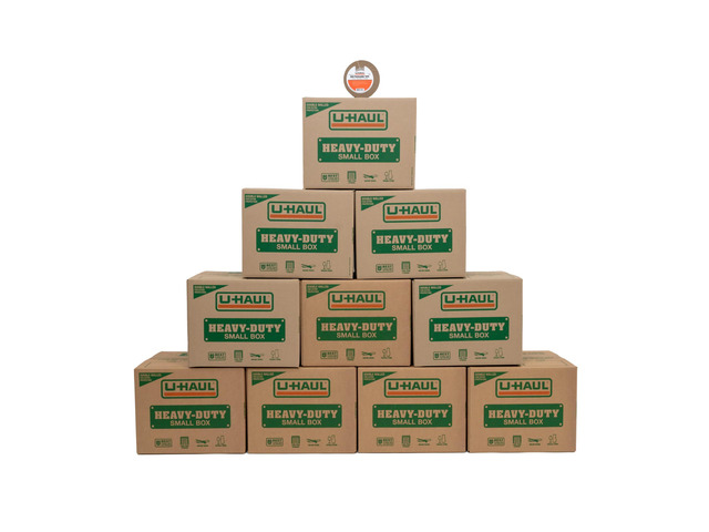 11-Piece Small Heavy-Duty Double Wall Moving & Shipping Boxes - Pack of 10 Boxes with Handles - 16-3/8 x 12-5/8 x 12-5/8 (L x W x H) - 1 Bonus Roll...