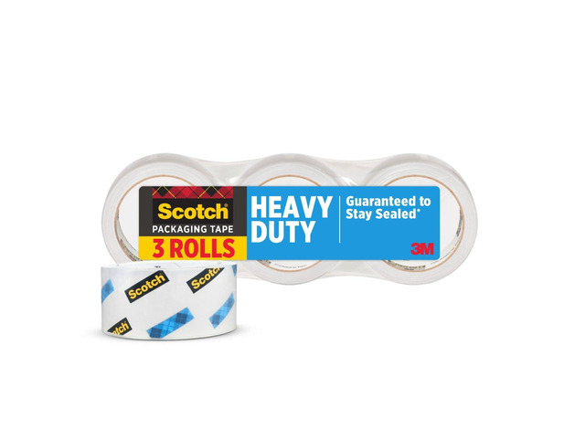 Heavy Duty Shipping Packing Tape, Clear, Holiday Shipping Supplies, 1.88 in. x 38.2 yd., 3 Rolls